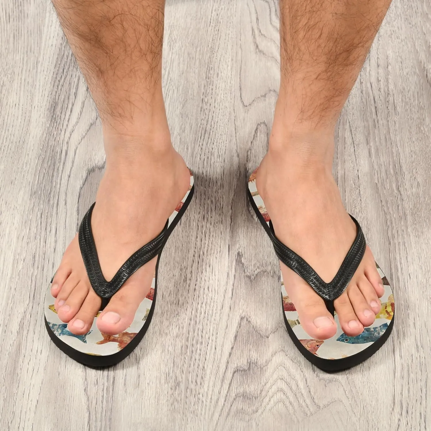 Women's Flip Flop Sandals Casual Summer Sandal, Mens Flip Flops for Beach Outdoor-Watercolor Fishes Print XS