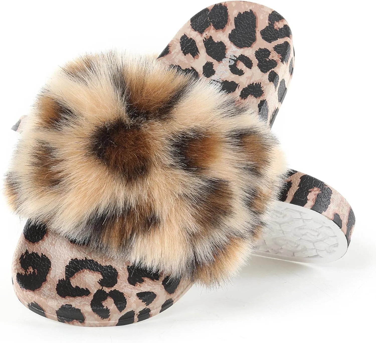 Women's Furry Slides Faux Fur Slides Fuzzy Slippers Fluffy Sandals Outdoor Indoor