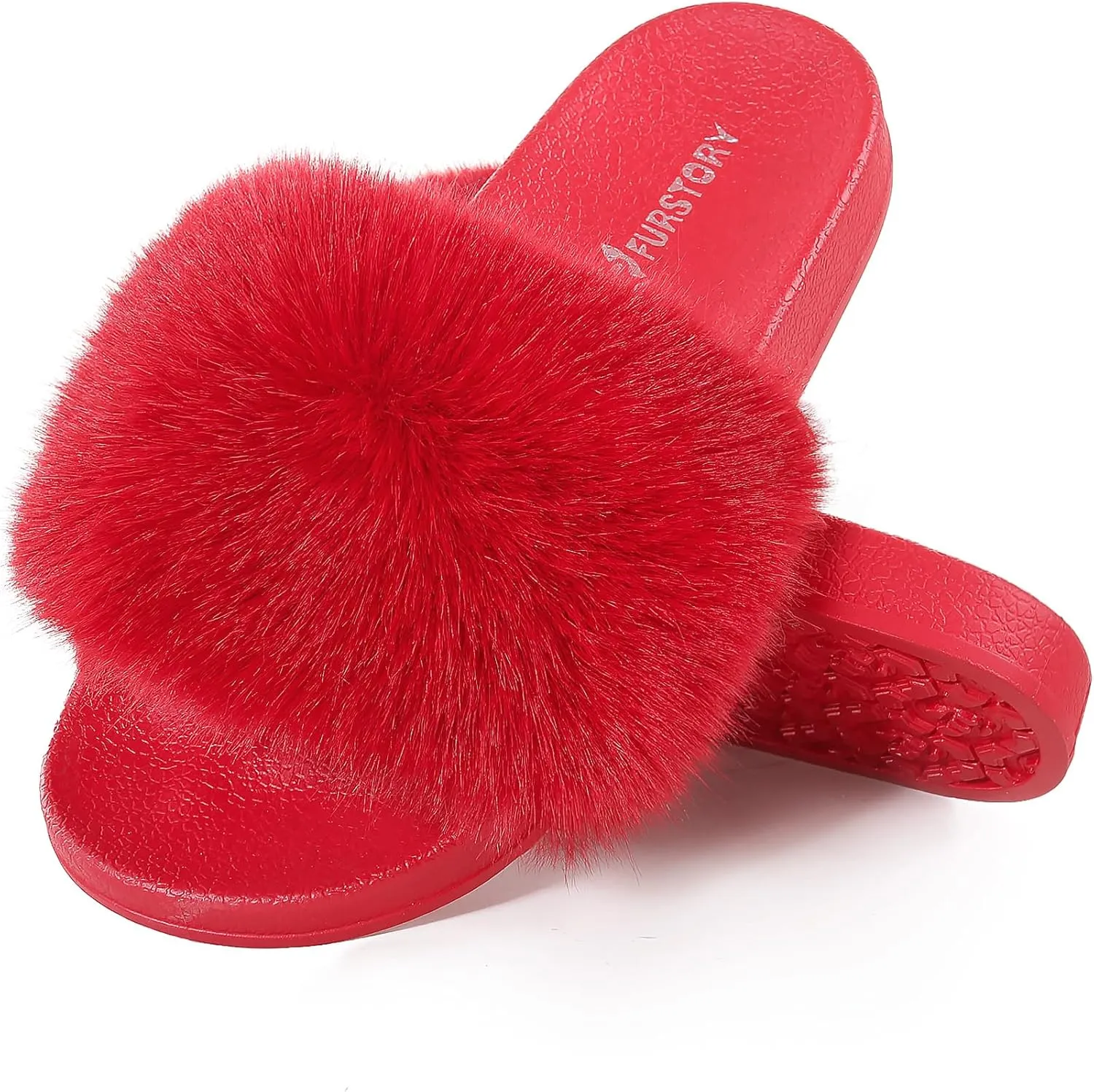Women's Furry Slides Faux Fur Slides Fuzzy Slippers Fluffy Sandals Outdoor Indoor