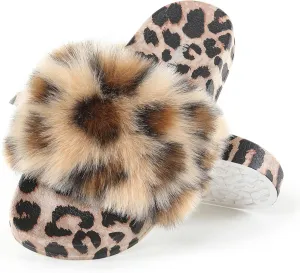 Women's Furry Slides Faux Fur Slides Fuzzy Slippers Fluffy Sandals Outdoor Indoor