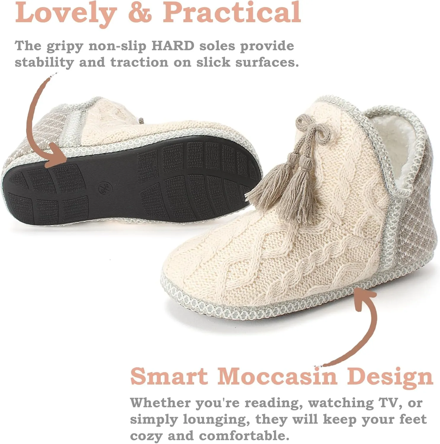 Women's Fuzzy Bootie Slippers, Plush Fleece & Memory Foam House Boots, Cozy Non-Slip Indoor/Outdoor Shoes
