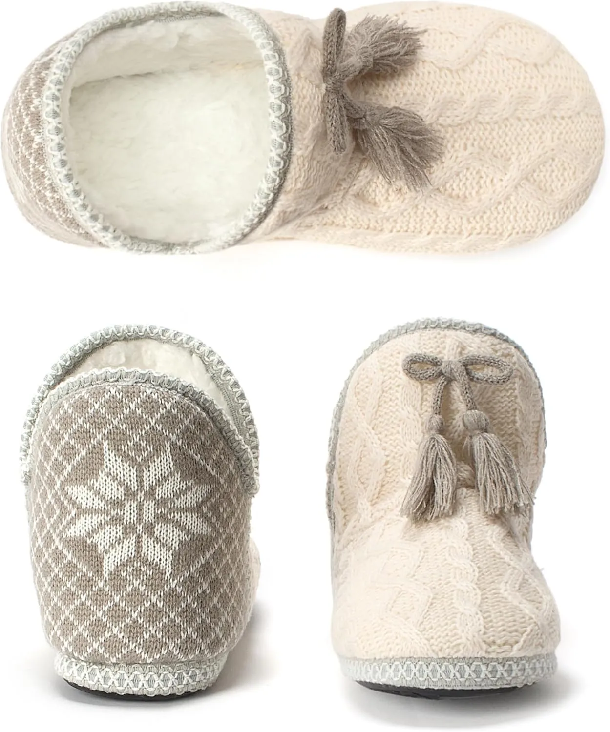 Women's Fuzzy Bootie Slippers, Plush Fleece & Memory Foam House Boots, Cozy Non-Slip Indoor/Outdoor Shoes