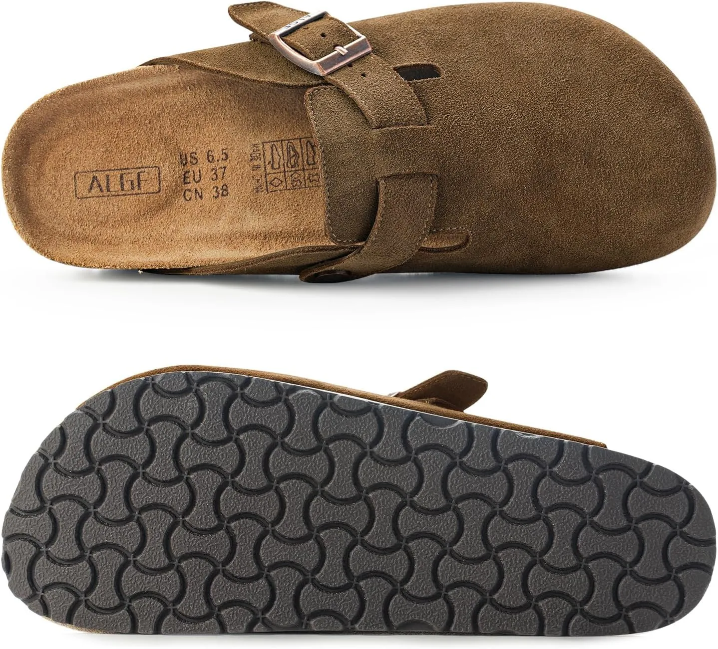 Women’s Genuine Suede Clogs for Women Slip-On Buckle Slides Women's Mules & Clogs Natural Rubber Cork Footbed Sandals Potato Shoes with Arch Support