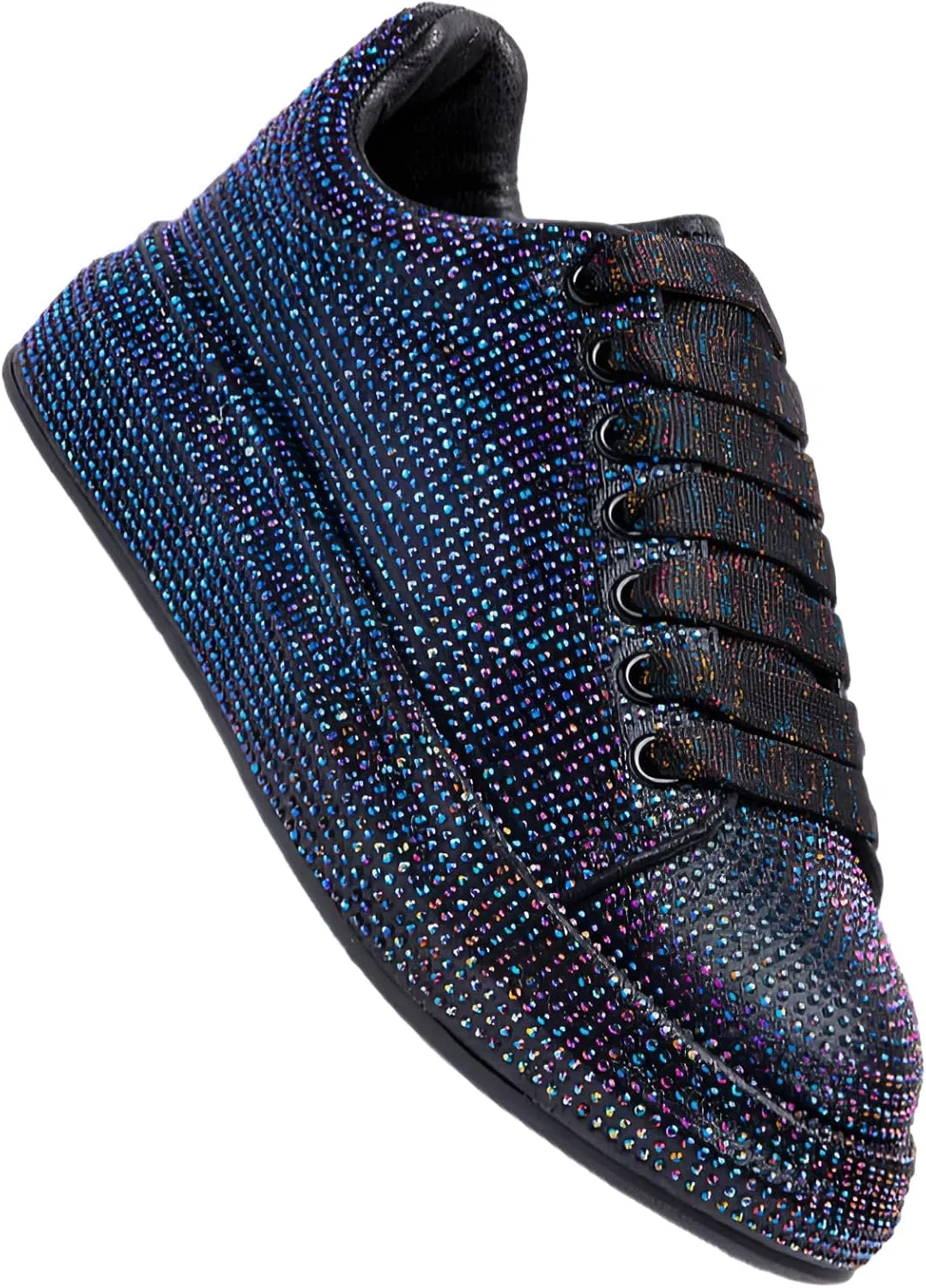 Women's Glitter Rhinestones Sneakers Gradient Colors Lace-Up Casual Platform Sports Shoes