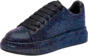 Women's Glitter Rhinestones Sneakers Gradient Colors Lace-Up Casual Platform Sports Shoes