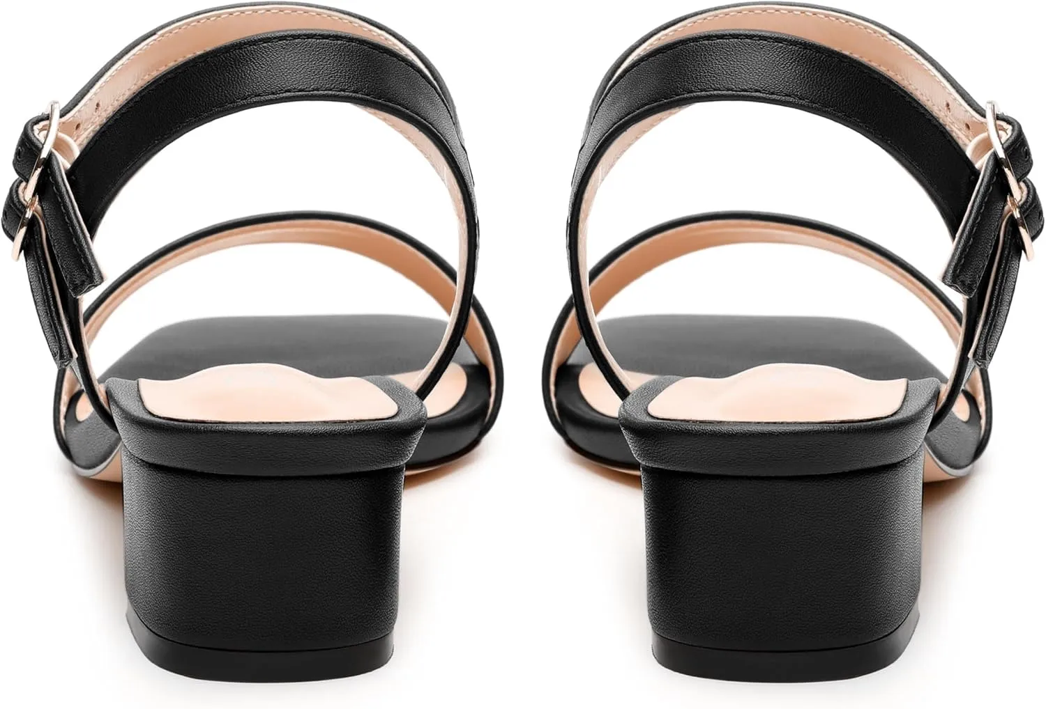 Women's Heeled Sandals, Open Square Toe Chunky Heels, Ankle Strap with Buckle Fashion Solid Color Casual Sandals for Daily Wear