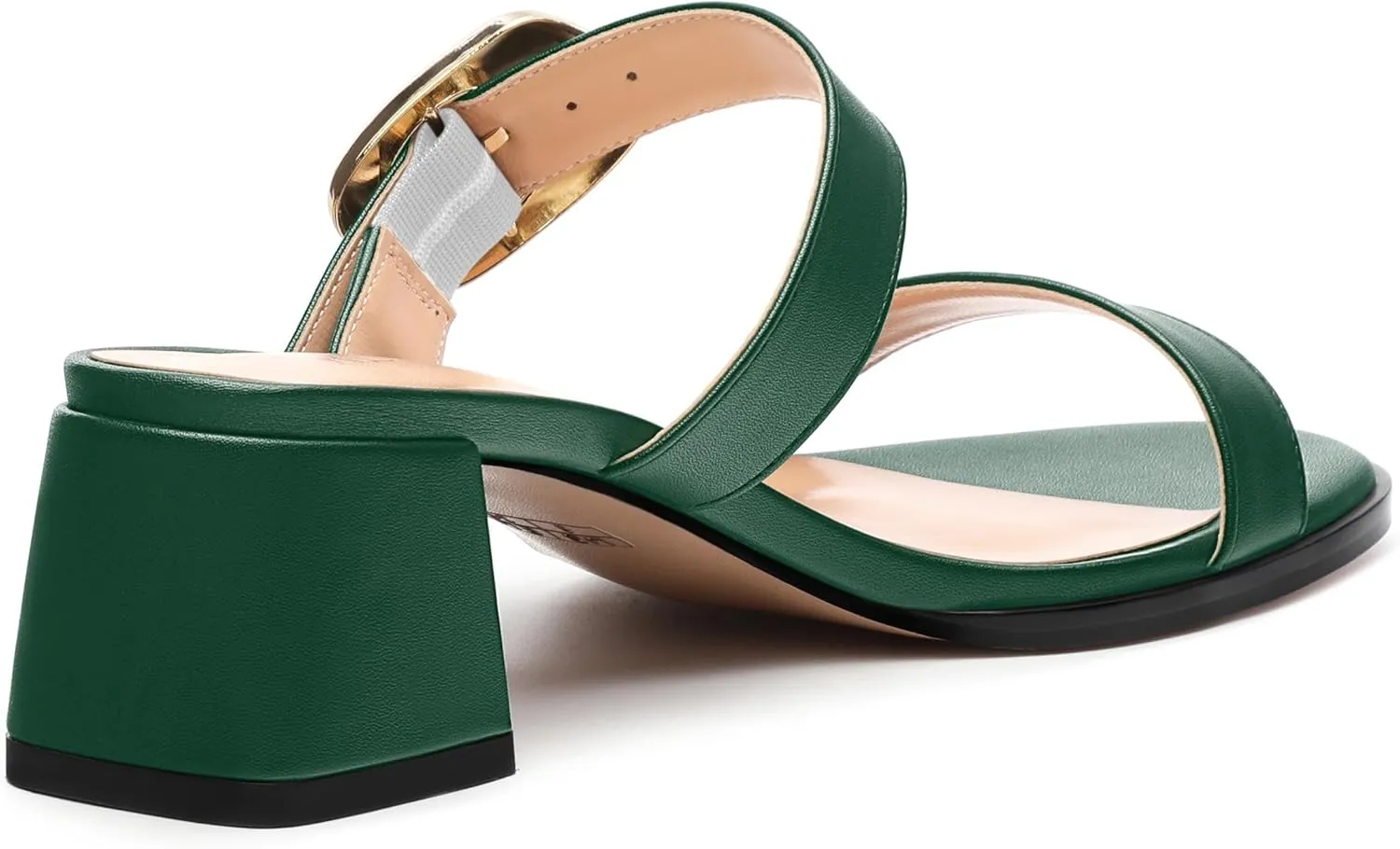 Womens Heeled Sandals, Round Open Toe Low Heels, Fashion Buckle Slip On Solid Matte Sandals 2 inch
