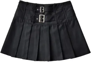 Women's High Waist Pleated Mini Skirt - Summer Non-Stretch Patchwork Skirt