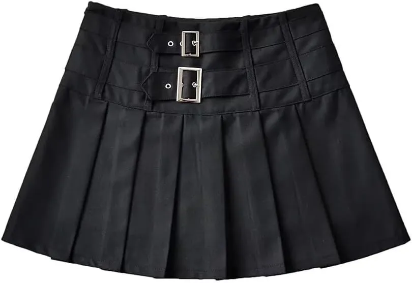 Women's High Waist Pleated Mini Skirt - Summer Non-Stretch Patchwork Skirt