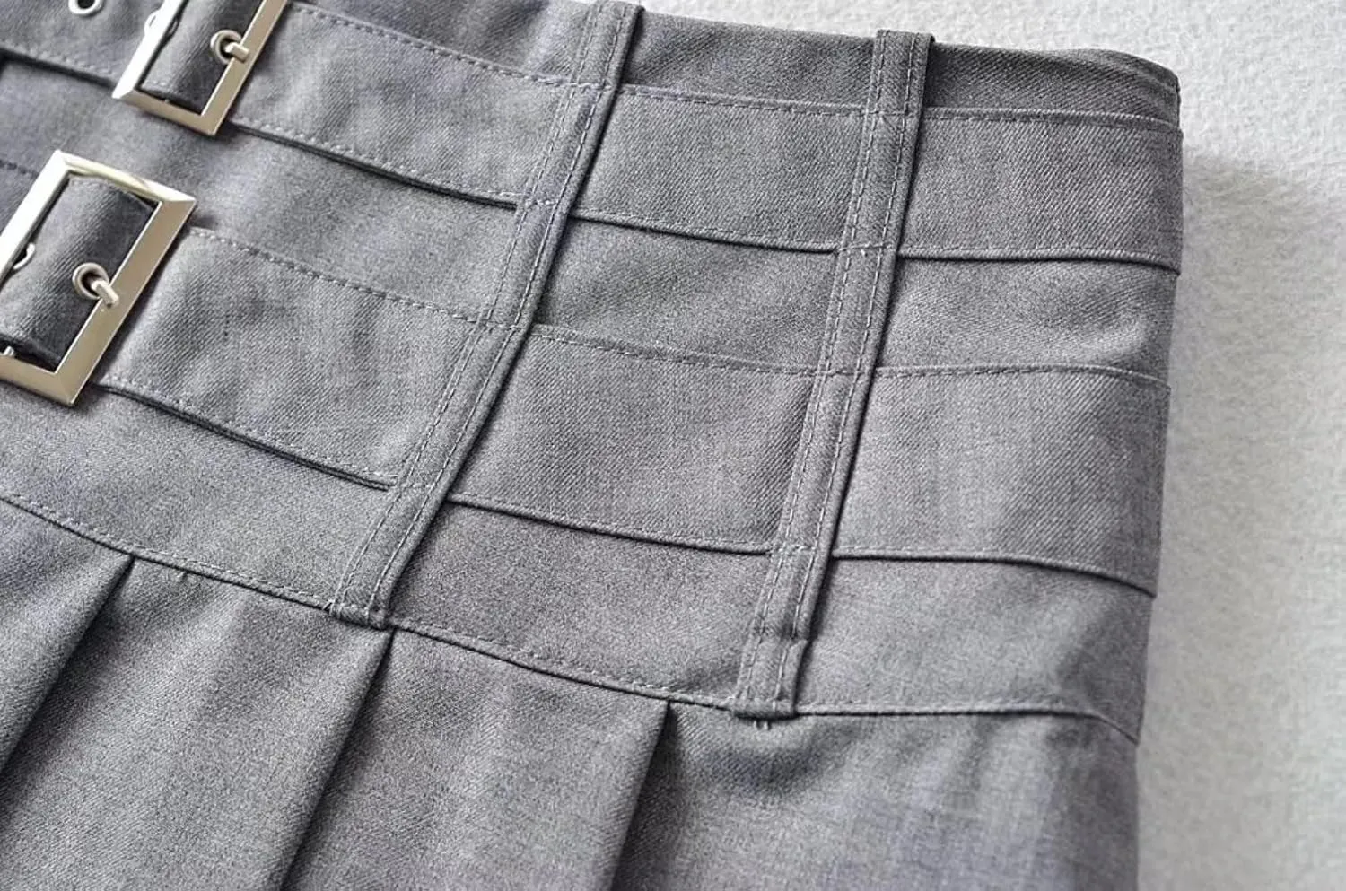 Women's High Waist Pleated Mini Skirt - Summer Non-Stretch Patchwork Skirt