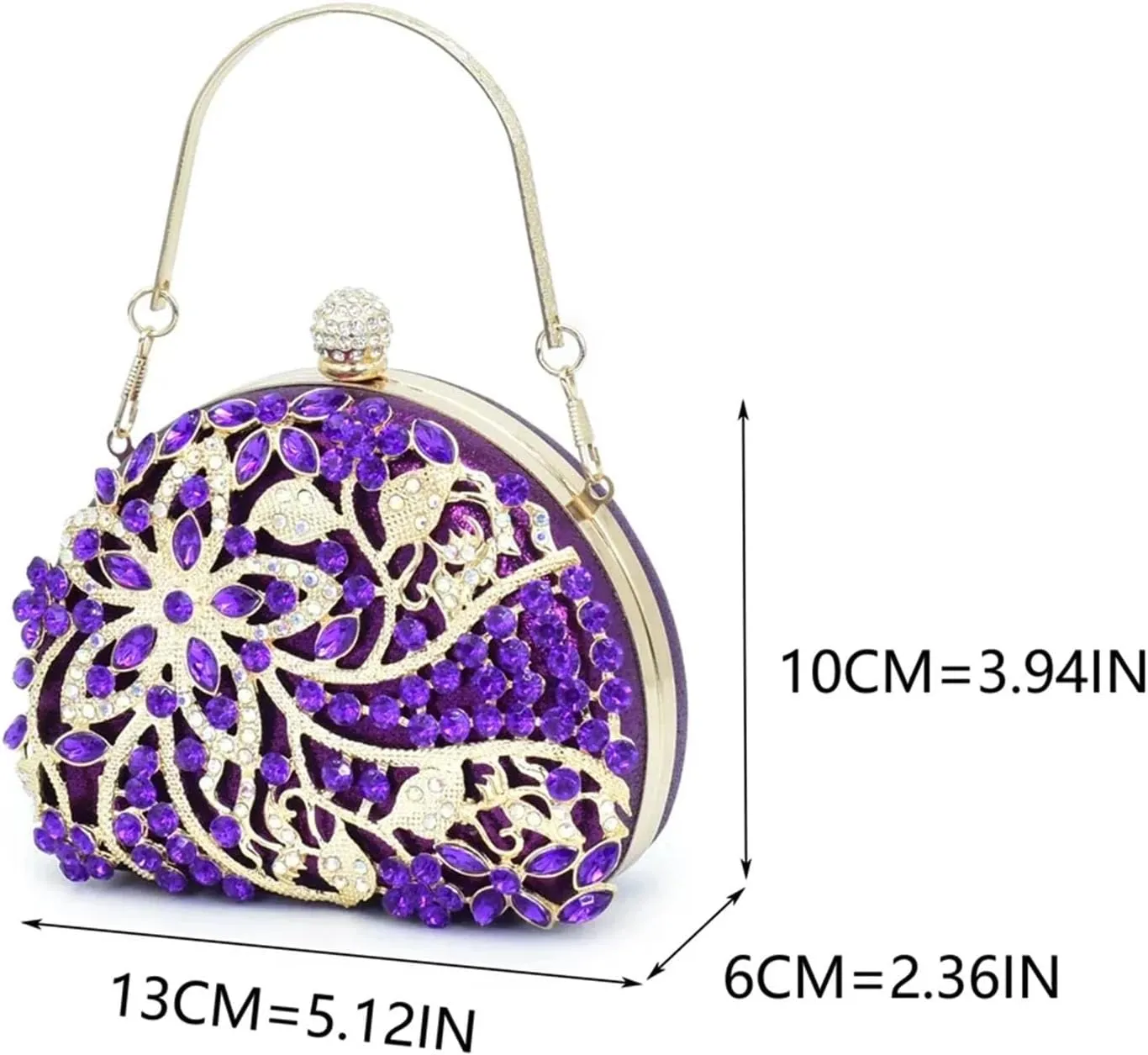 Women's Italian Evening Party Set - Rhinestone Mid-Heel Shoes & Crystal Clutch Bag (Pointed Toe)