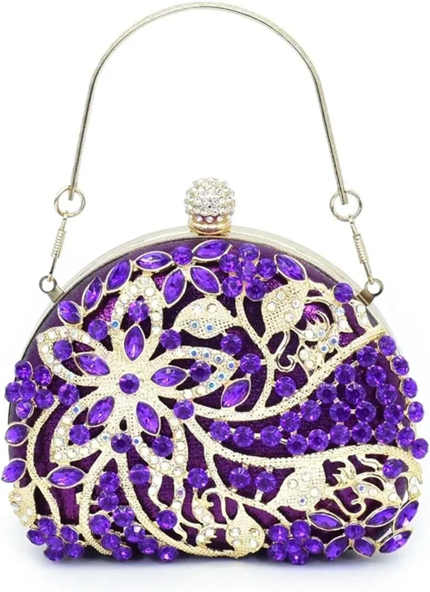 Women's Italian Evening Party Set - Rhinestone Mid-Heel Shoes & Crystal Clutch Bag (Pointed Toe)