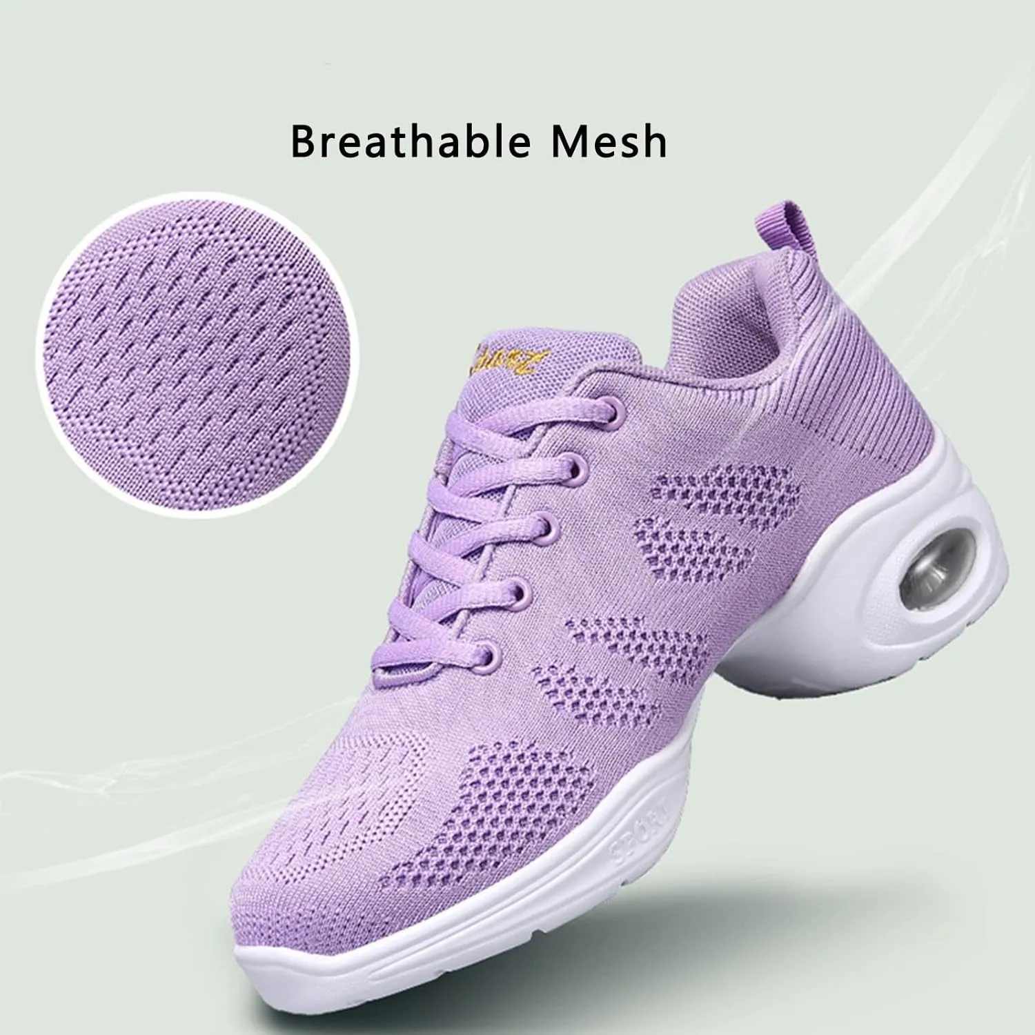 Women's Jazz Shoes Dance Trainers Lace Up Cushion Breathable Ladies Split Sole Dance Sneakers Platform Shoes