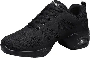 Women's Jazz Shoes Dance Trainers Lace Up Cushion Breathable Ladies Split Sole Dance Sneakers Platform Shoes