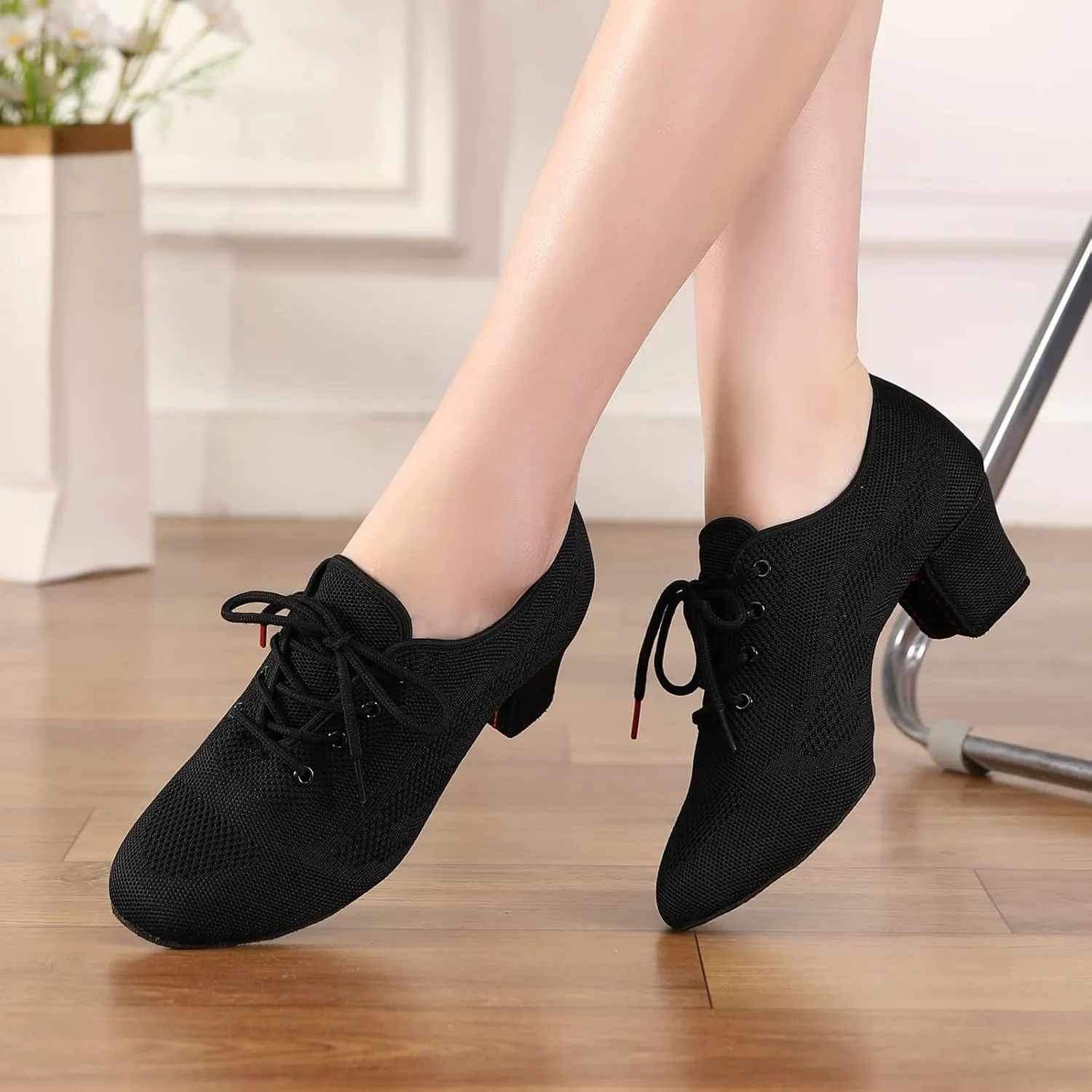 Womens Latin Dance Sneakers Lace-up Social Rhythm Dance Shoes,Model HD01