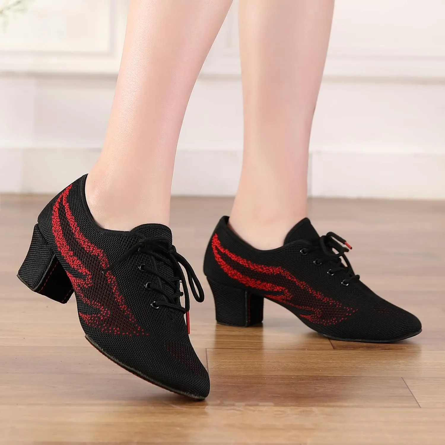 Womens Latin Dance Sneakers Lace-up Social Rhythm Dance Shoes,Model HD01