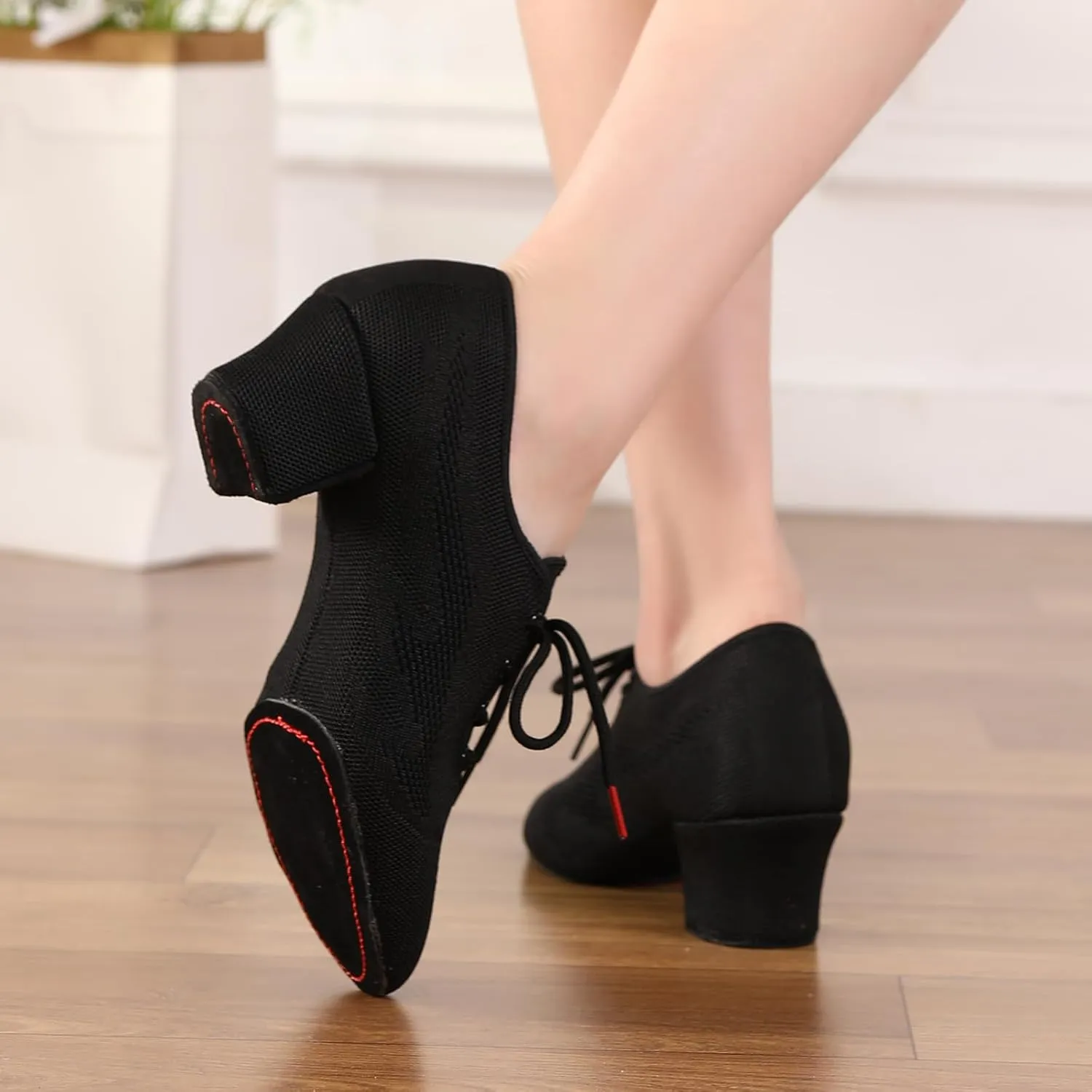 Womens Latin Dance Sneakers Lace-up Social Rhythm Dance Shoes,Model HD01