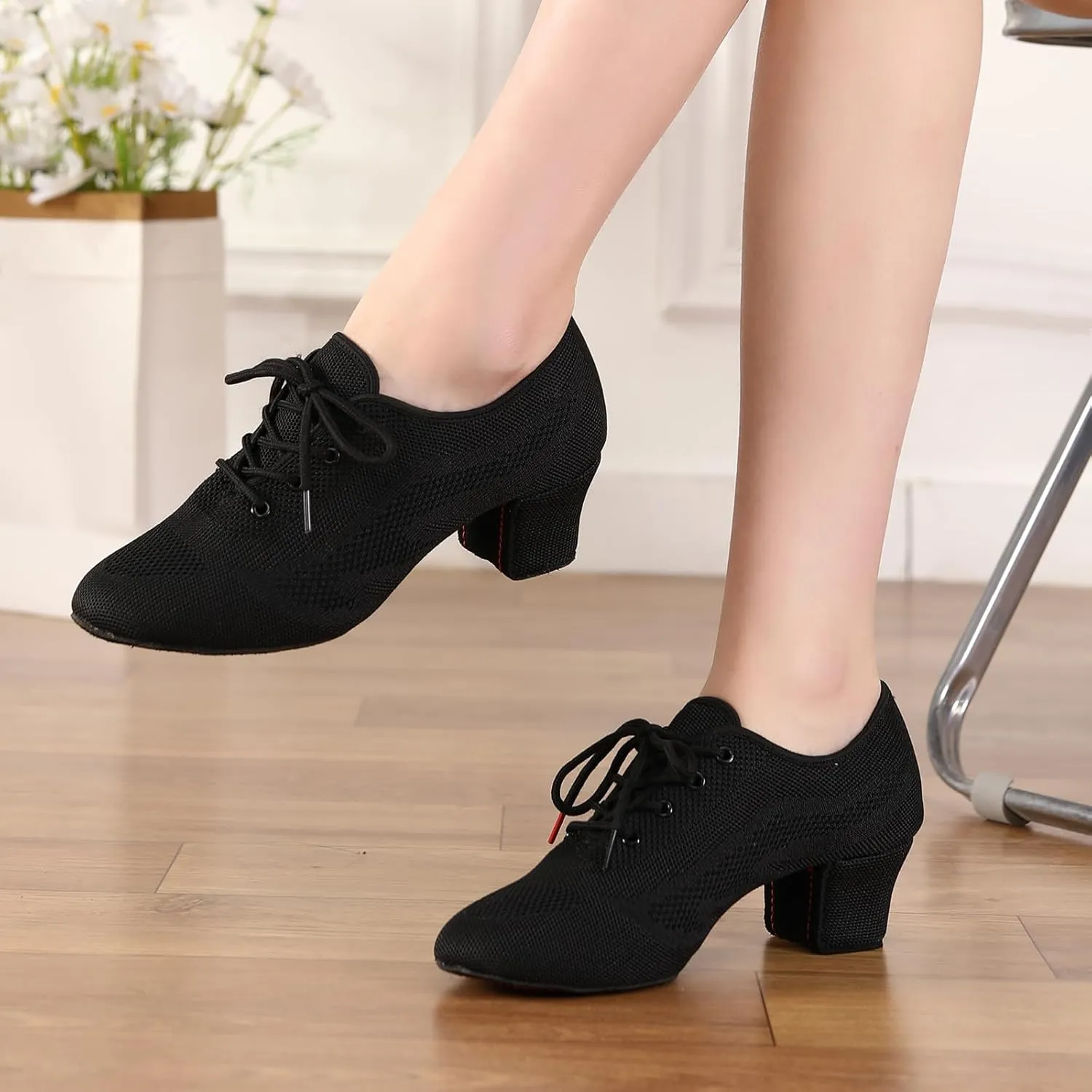 Womens Latin Dance Sneakers Lace-up Social Rhythm Dance Shoes,Model HD01