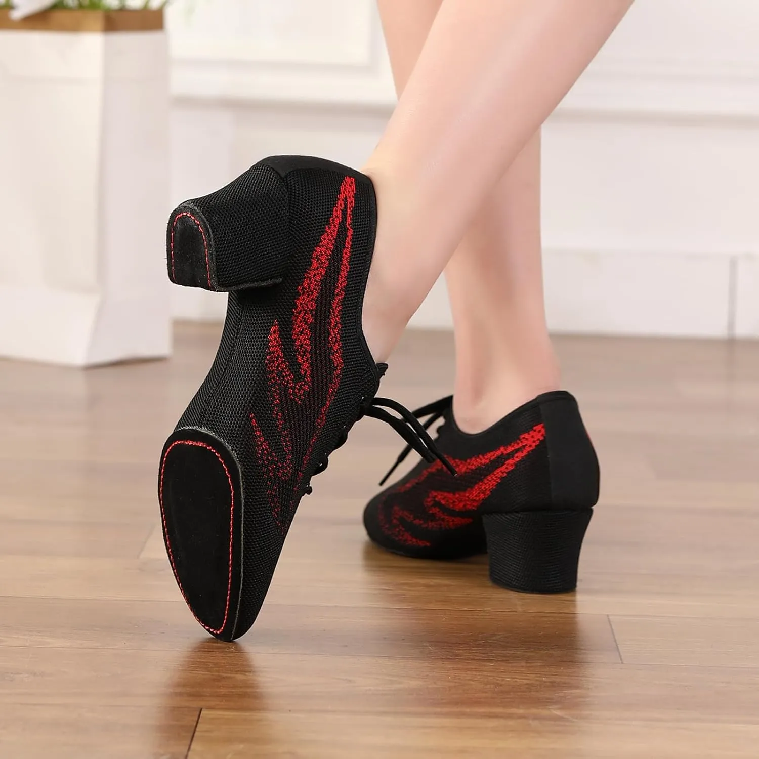 Womens Latin Dance Sneakers Lace-up Social Rhythm Dance Shoes,Model HD01