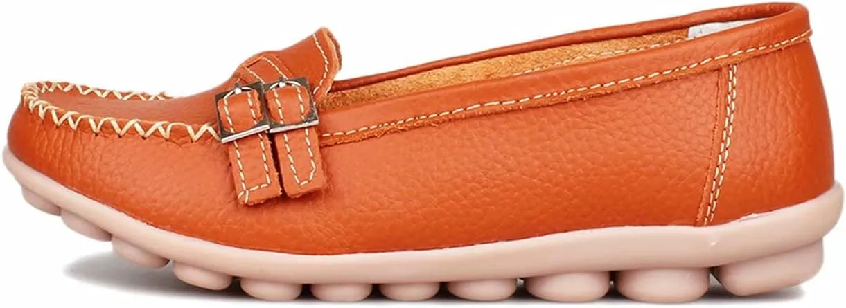 Women's Leather Loafers Moccasin Shoes Slip On