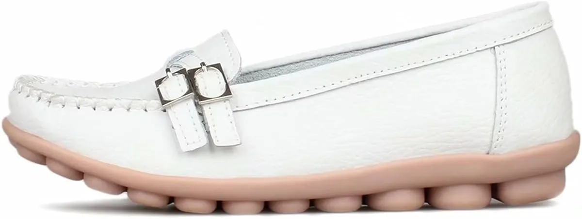 Women's Leather Loafers Moccasin Shoes Slip On