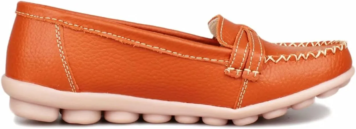 Women's Leather Loafers Moccasin Shoes Slip On