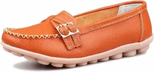 Women's Leather Loafers Moccasin Shoes Slip On