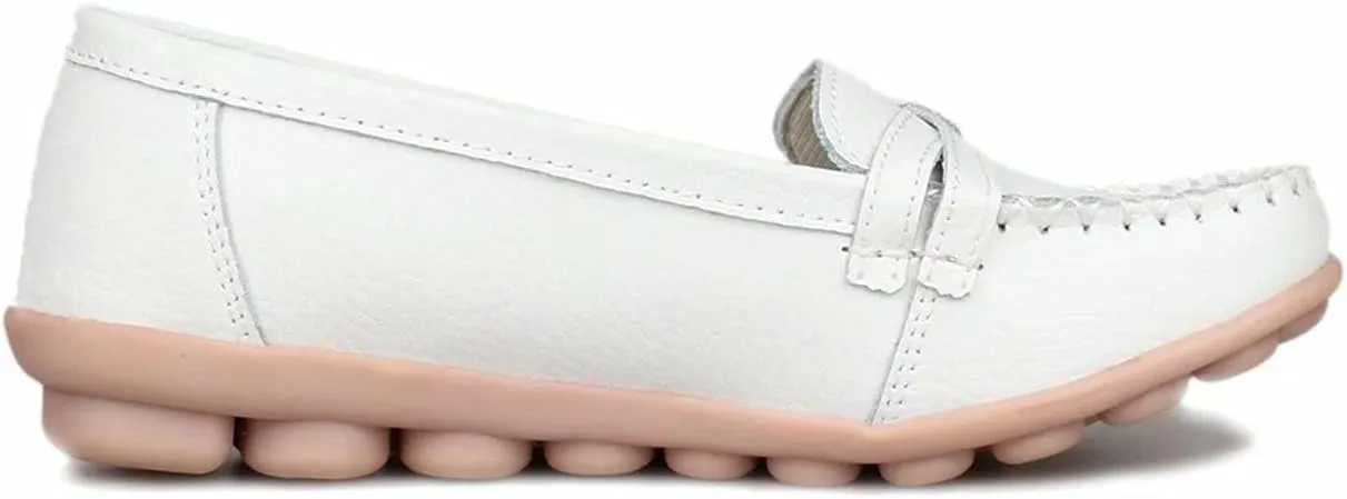 Women's Leather Loafers Moccasin Shoes Slip On