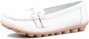 Women's Leather Loafers Moccasin Shoes Slip On