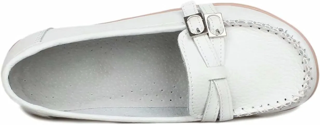 Women's Leather Loafers Moccasin Shoes Slip On