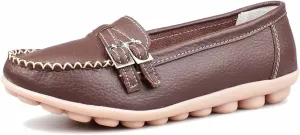 Women's Leather Loafers Moccasin Shoes Slip On