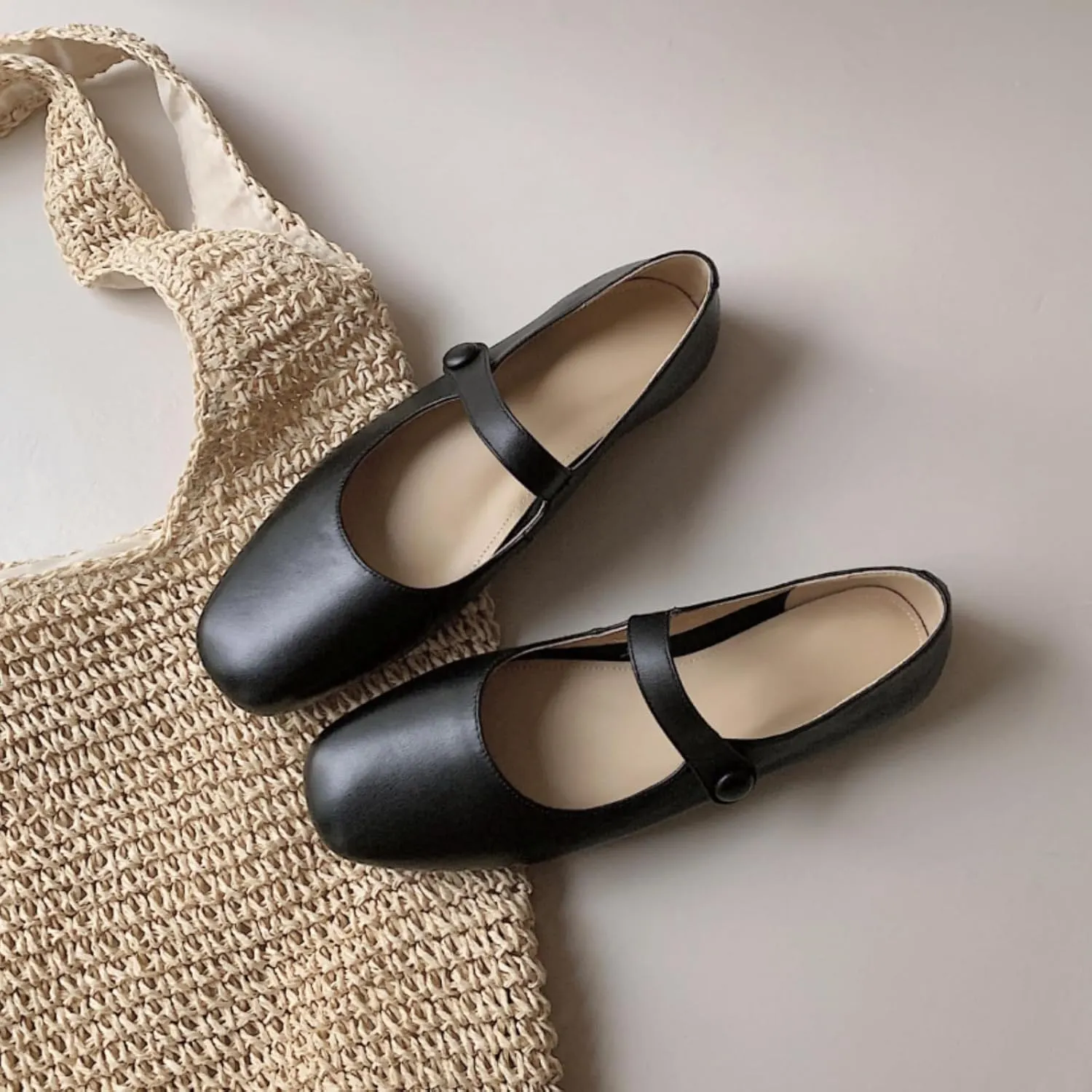 Women's Leather Mary Jane Flats - Soft Comfortable Material, Easy Buckle Slip On, Classic Go-to Casual Shoes