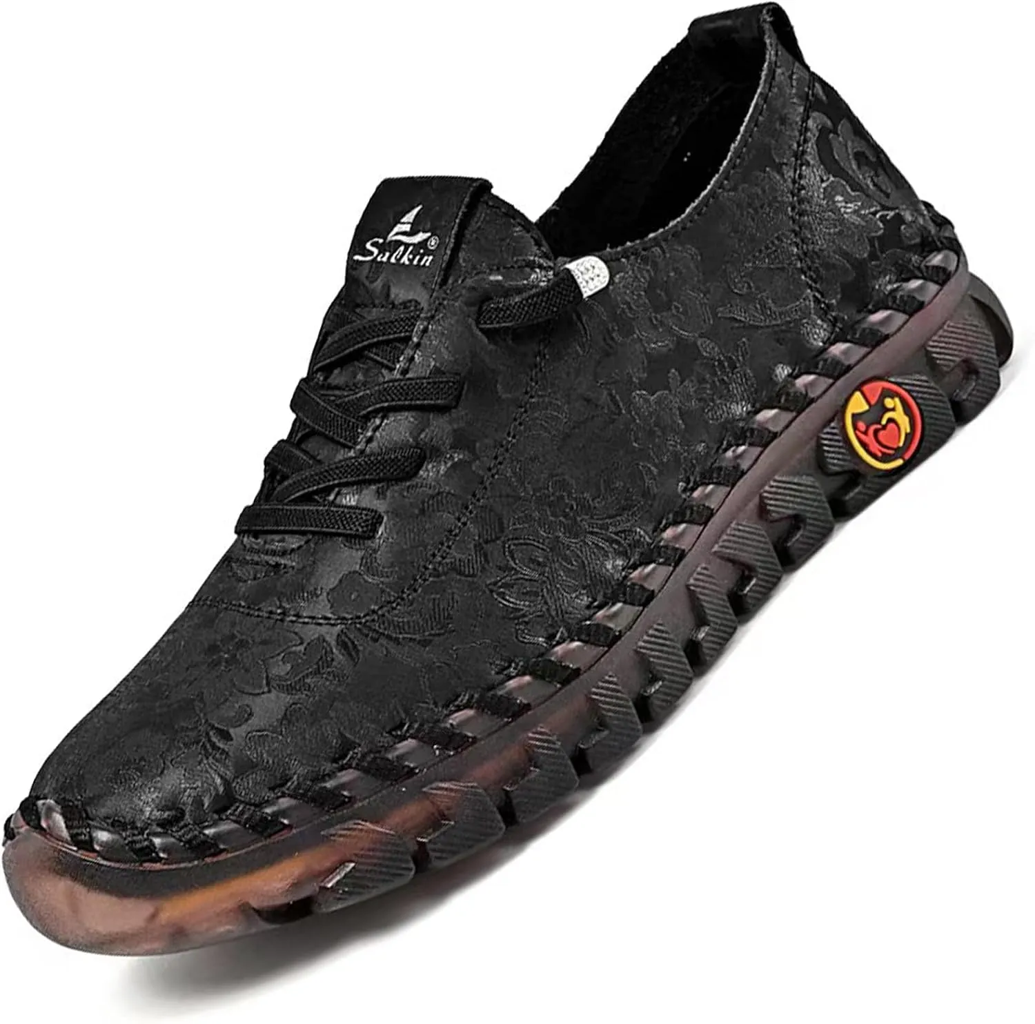 Women's Leather Soft Bottom Flat Slip-on Loafers Fashion Handmade Floral Embroidery Walking Shoes Comfort Orthopedic 4D Pain Relief Casual Shoes