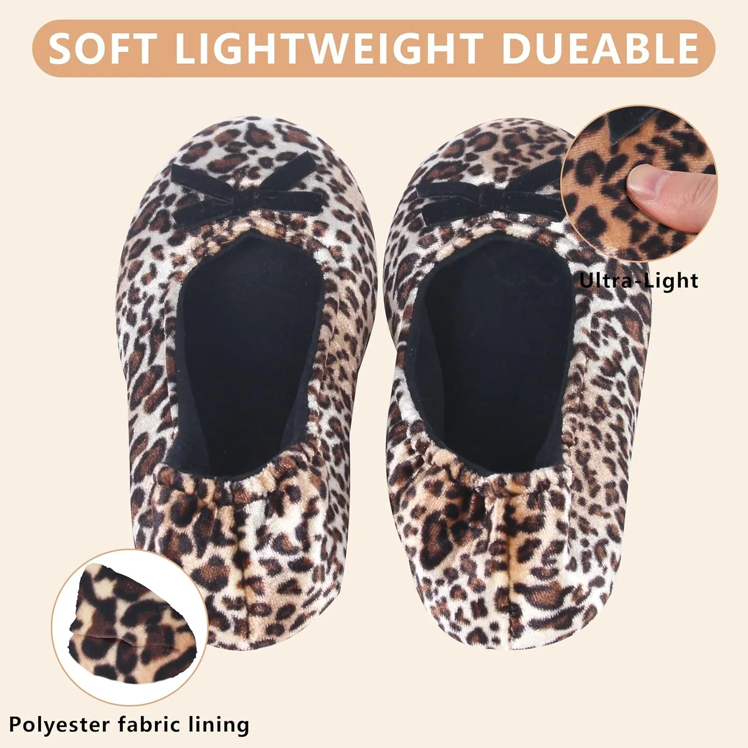 Women's Lightweight Ballet Flats with Moisture-Wicking Polyester Lining and Non-Slip Suede Sole for Indoor Dancing Comfort