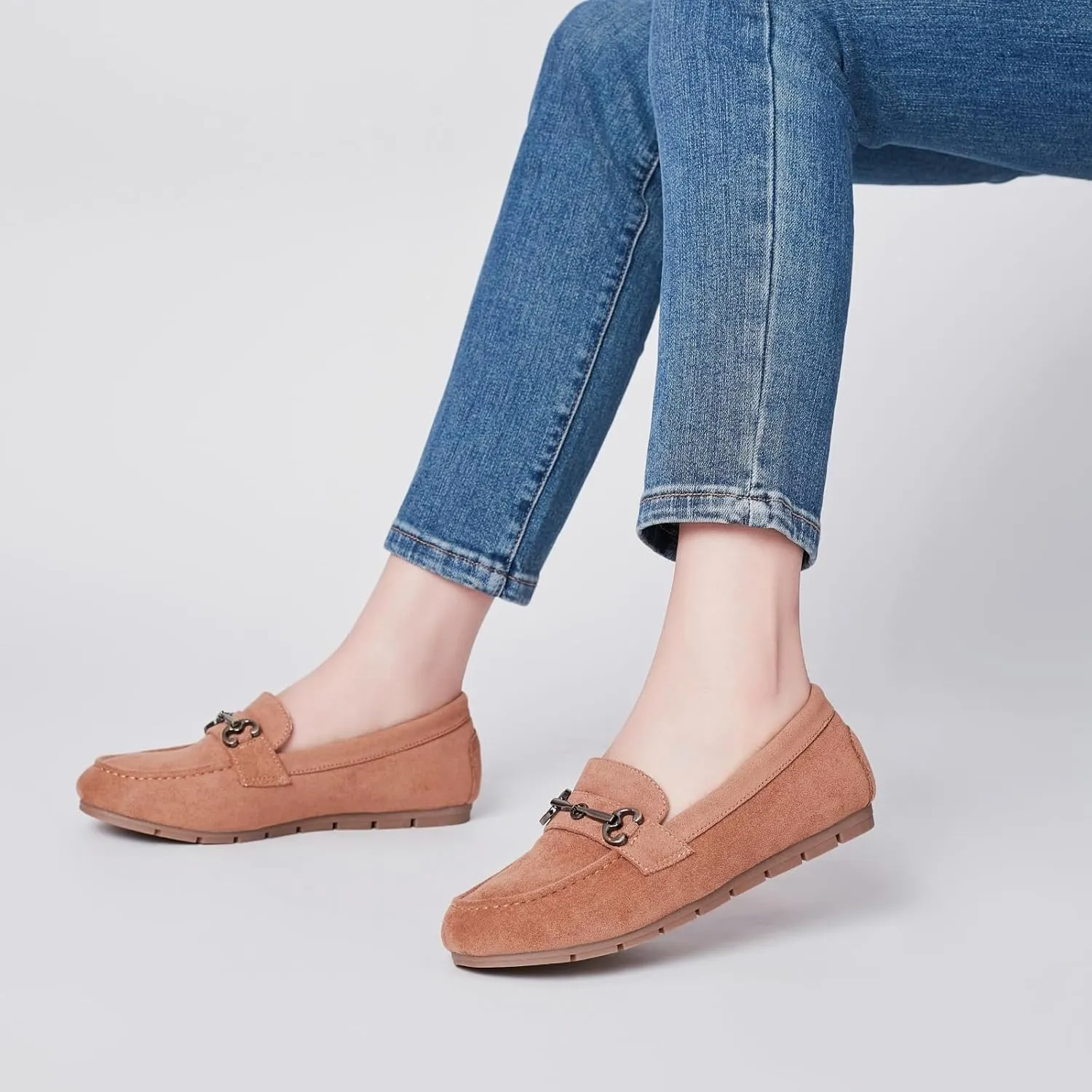 Women's Loafers Comfortable Dressy Slip on Flats Penny Loafers for Women Office Work Walking Shoes with Buckles