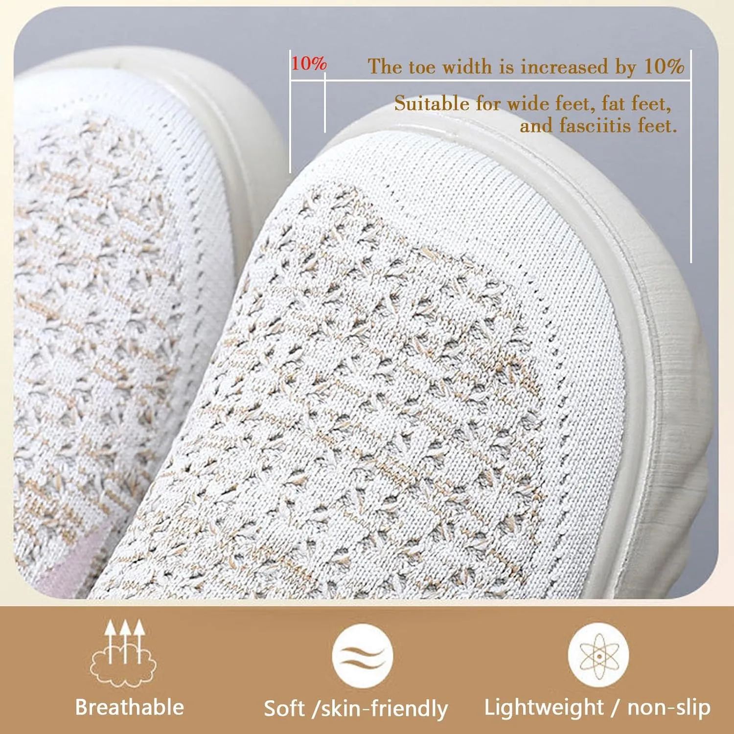 Women's Loose Loafers mesh Breathable Slip-on Sneakers Lightweight Non-Slip Shoes Thick-Soled Flat Shoes Plantar Fasciitis Casual Shoes Wide feet Shoes Fat feet Shoes