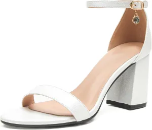 Women's Low Block Chunky Heels, Open Toe Ankle Strap Heels Sandals,Party & Dating Dress Heeled Shoes