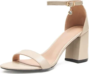 Women's Low Block Chunky Heels, Open Toe Ankle Strap Heels Sandals,Party & Dating Dress Heeled Shoes