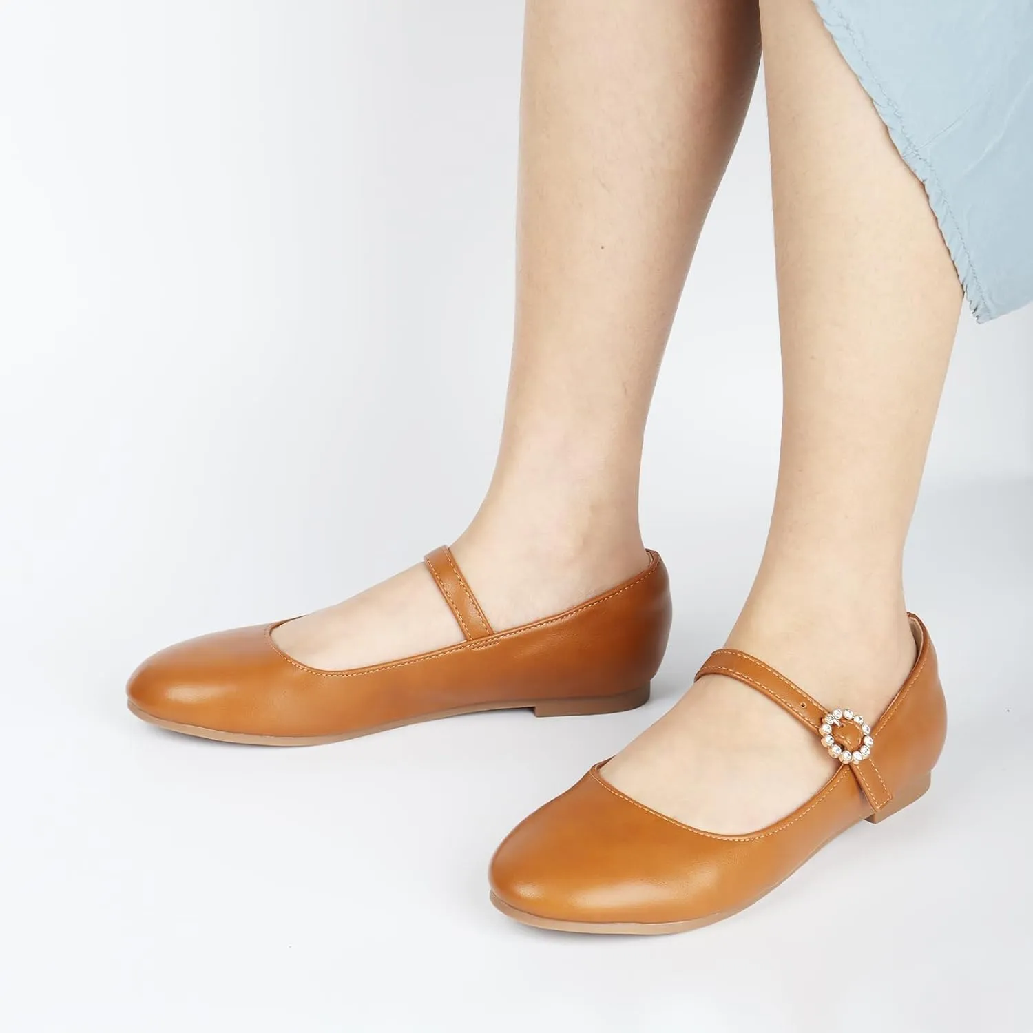 Womens Mary Jane Shoes Comfortable Strap Flats Dressy Casual Ballet Flats Shoes Floral Buckle Round Toe Black Flats Shoes for Women