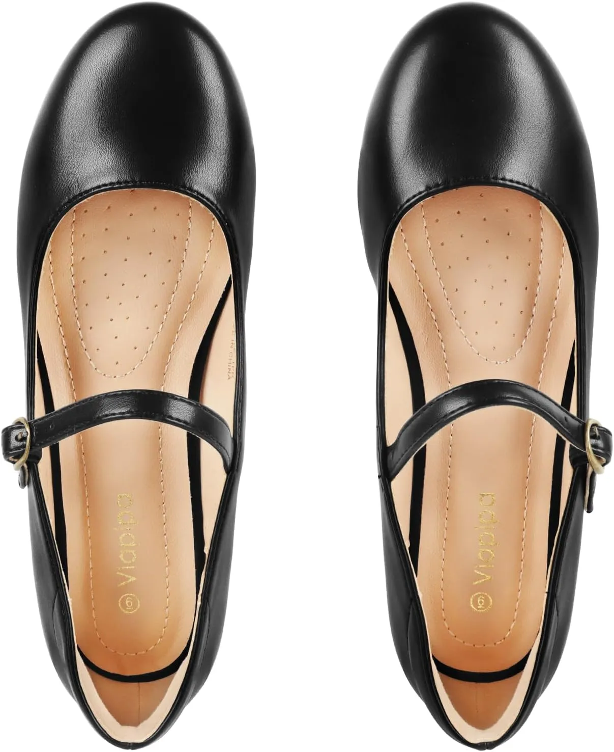 Womens Mary Jane Shoes Comfortable Strap Flats Dressy Casual Ballet Flats Shoes Floral Buckle Round Toe Black Flats Shoes for Women