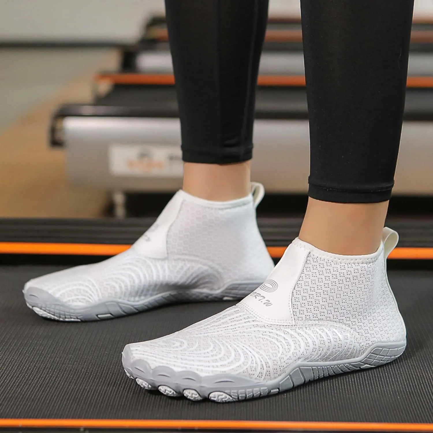 Women's Men's High Top Water Shoes, Quick Dry Breathable Stretch Lightweight Mesh Fabric, Rubber Drainage Sole, Indoor Sneakers, Barefoot Water Shoes
