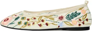 Women's Mesh Ballet Flats Embroidered Floral Mary Jane Flats Casual Comfortable Round Toe Ballerina Shoes