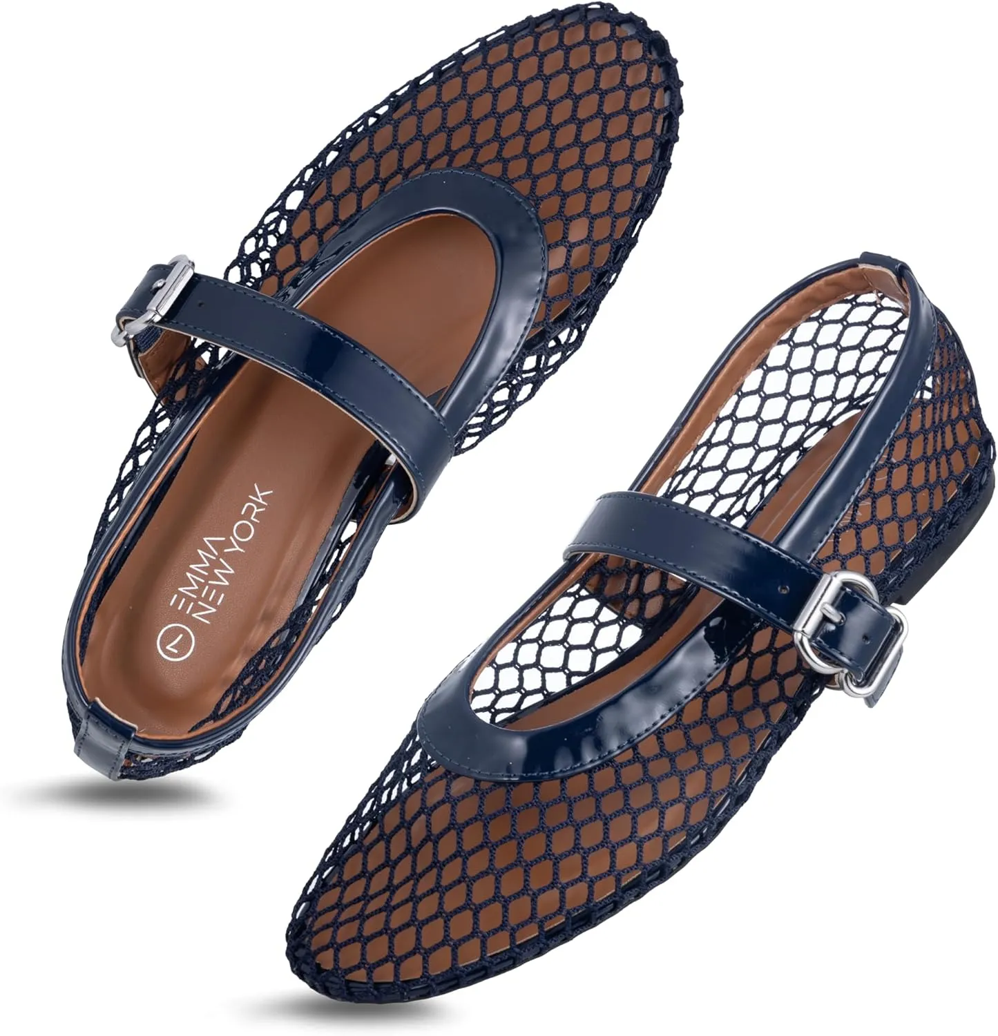 Women’s Mesh Ballet Flats – Fishnet Mary Jane Flats with Adjustable Buckle Strap, Breathable & Stylish Ballerina Shoes