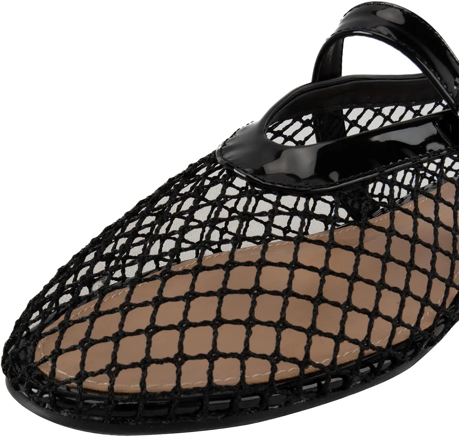 Women's Mesh Ballet Flats,Fishnet Ballerina Buckle Strap Shoes,Mary Jane Flats Casual Comfortable Daily Dress Shoes