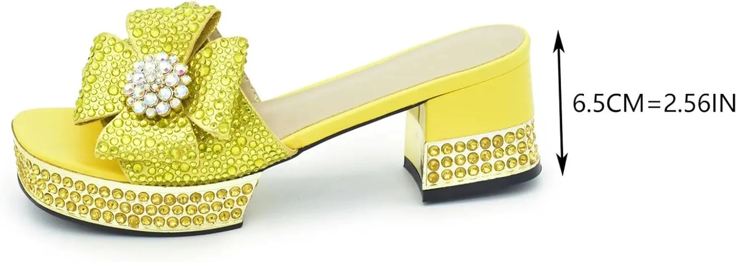 Women's Nigerian-Italian Bridal Party Set - Latest Rhinestone Open-Toe Sandals & Matching Beaded Clutch for Traditional Weddings