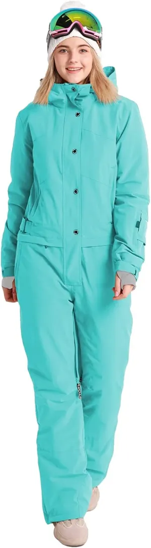 Womens One Piece Ski Suit Colorful Jumpsuits Snowboard Snowsuits Winter Outdoor Waterproof for Snow Sports