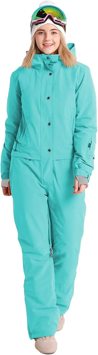 Womens One Piece Ski Suit Colorful Jumpsuits Snowboard Snowsuits Winter Outdoor Waterproof for Snow Sports