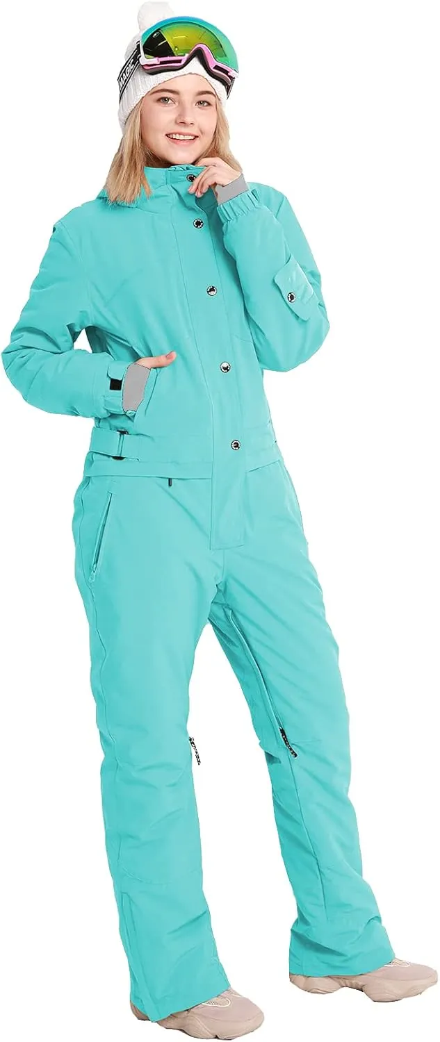 Womens One Piece Ski Suit Colorful Jumpsuits Snowboard Snowsuits Winter Outdoor Waterproof for Snow Sports