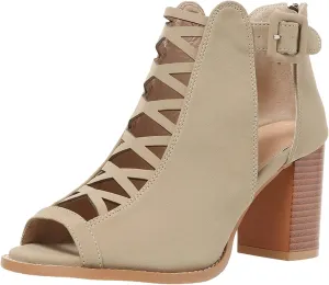Women's Open Toe Booties with Block Heel and Side Comfortable and Stylish Cut Out Design Chunky Heel Woman Heels Shoes