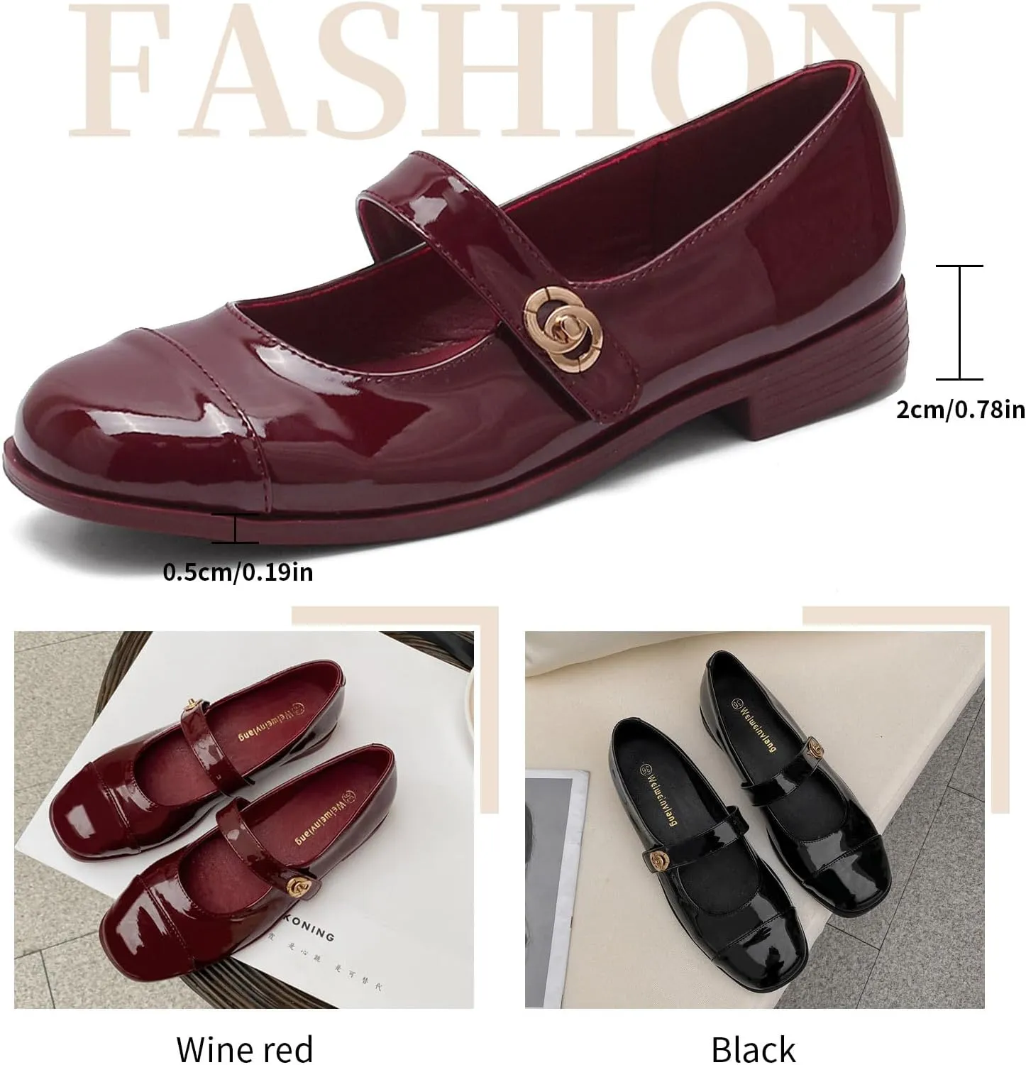 Women's Patent Leather Classic Mary Jane Flats,Dressy Round Toe Ballet Flats,Soft Work Flats Retro Mary Jane Flats